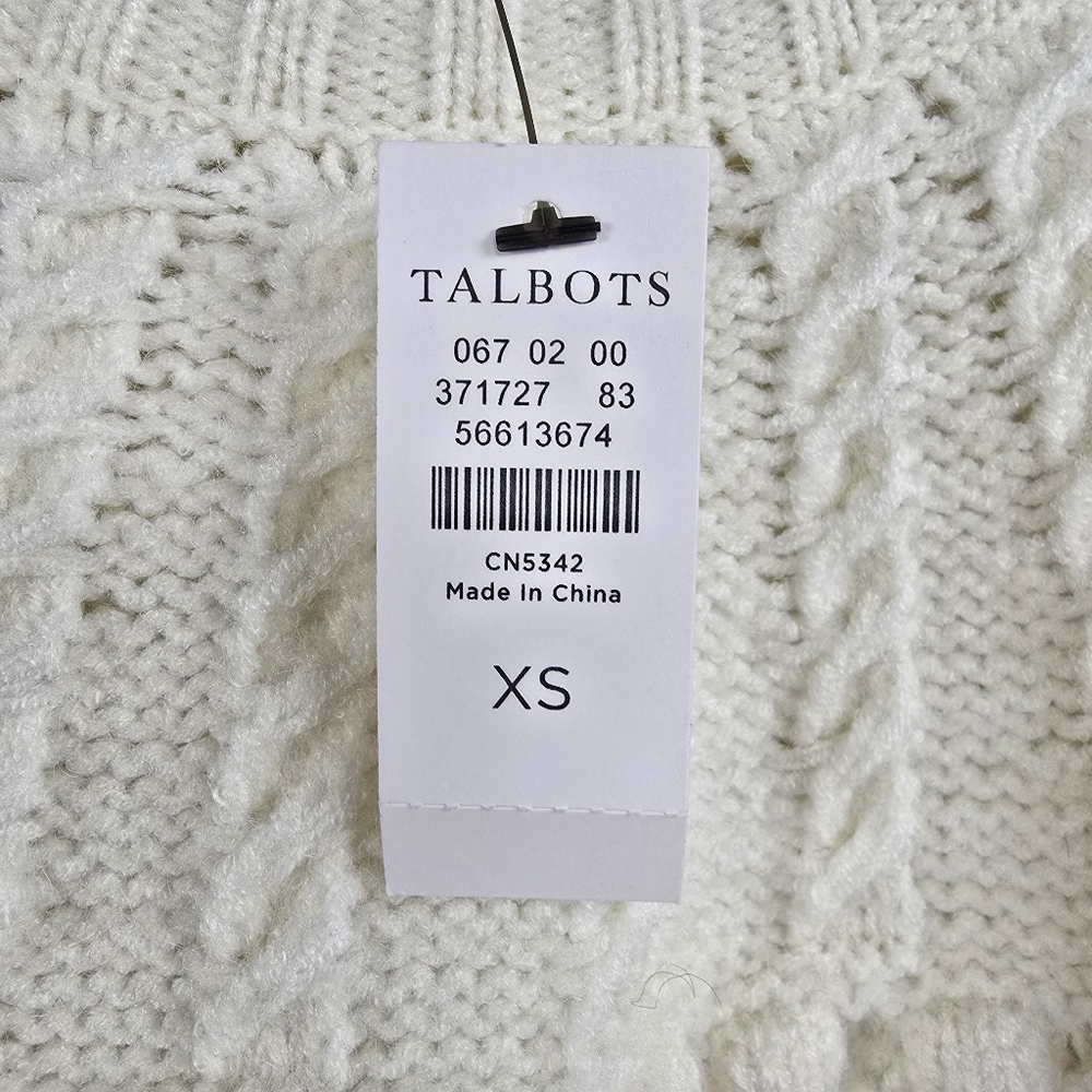 Talbots Chunky Cable Knit Poncho Ivory size XS NWT - Picture 5 of 12